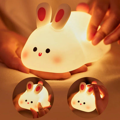Adorable LED night light with touch sensor and cartoon rabbit design for kids' bedrooms