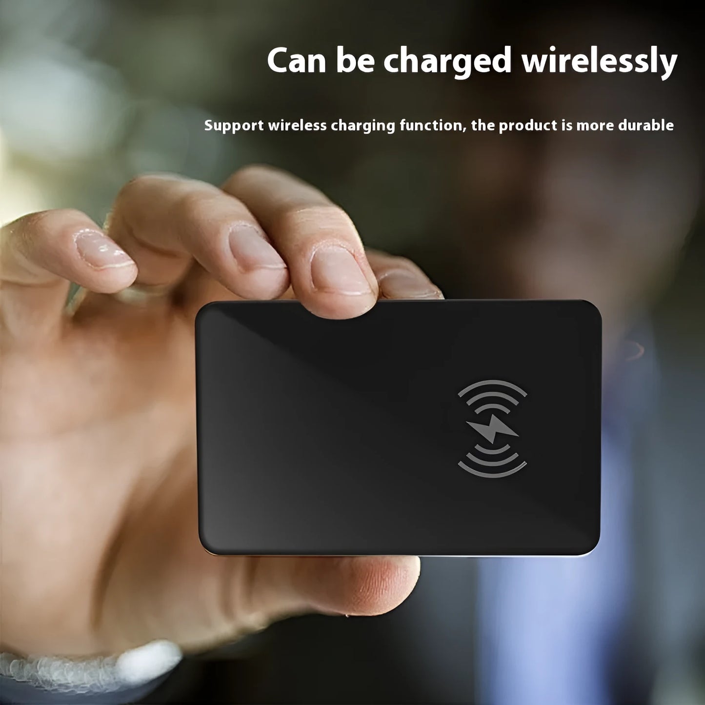 Black pet tracking device with wireless charging and NFC connectivity measuring 85mm