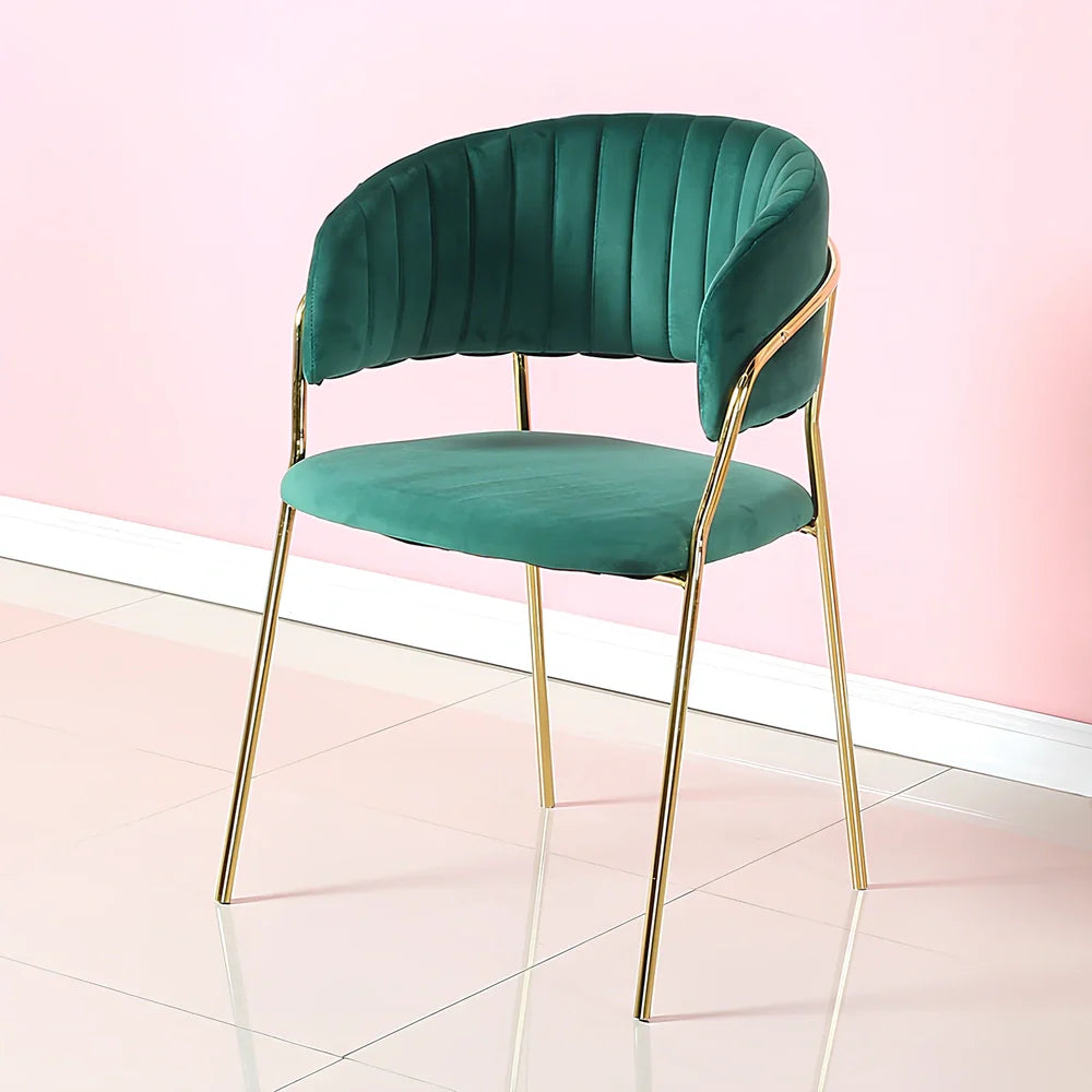Velvet dining chair in bean paste colour with metal frame, dimensions 53x48x78cm, stable seating option