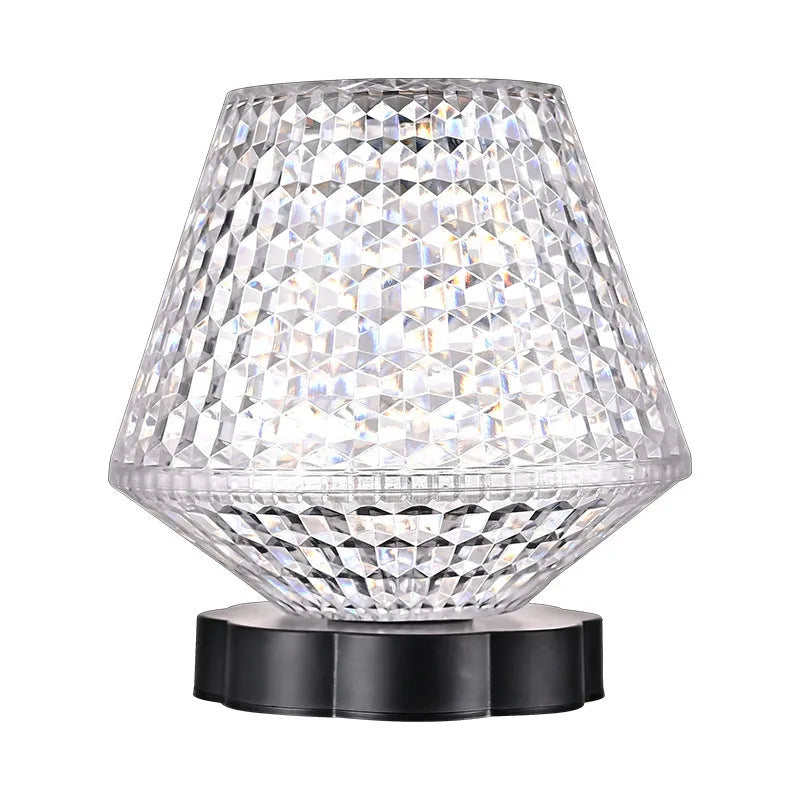 Crystal table lamp with touch sensor base and USB charging cable