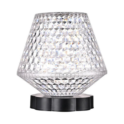 Crystal table lamp with touch sensor base and USB charging cable
