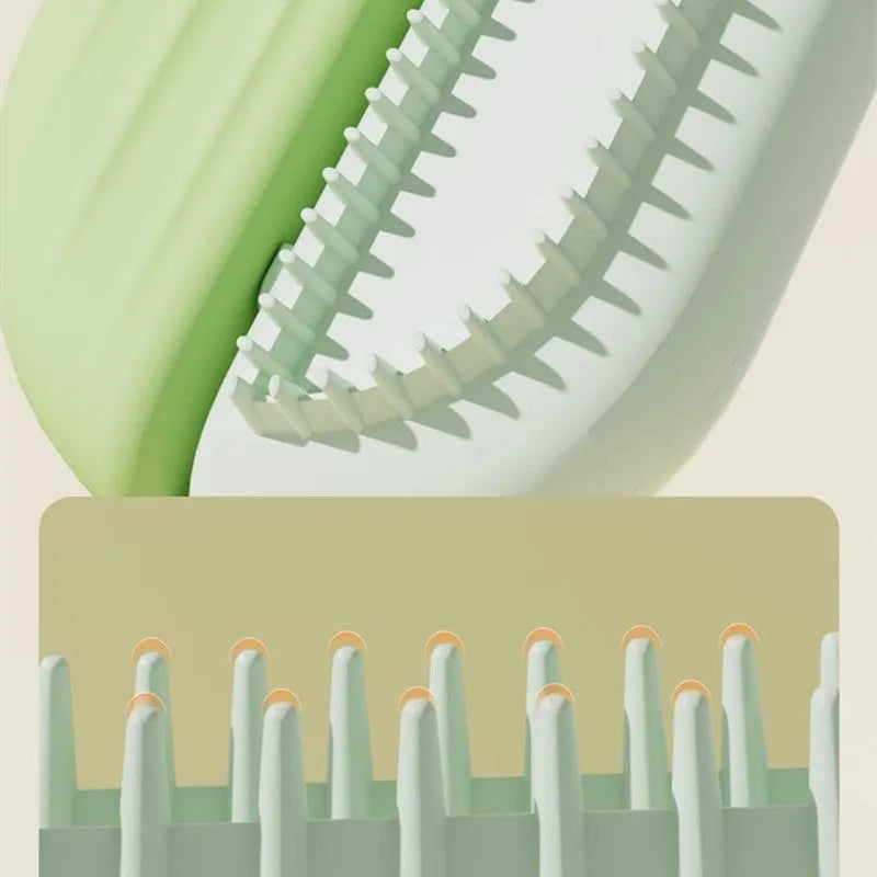 Blue pet grooming comb with integrated water tank for collecting dog and cat hair.
