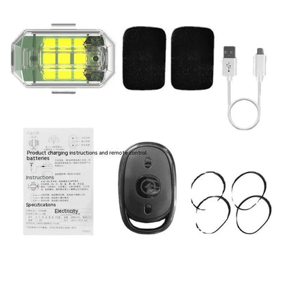 5W remote control strobe light set with four flashing lamps, ABS housing, and charging cable for vehicle modification.