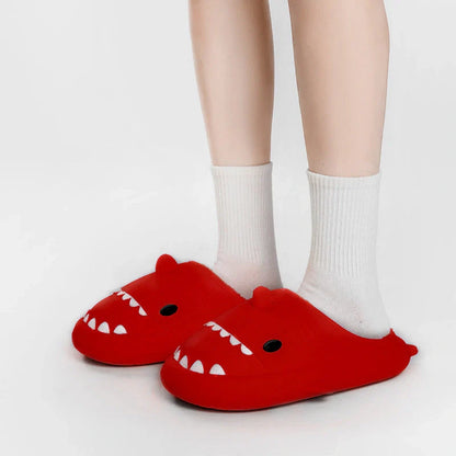 Cartoon Shark EVA Home Slippers in various colors with waterproof soft bottom