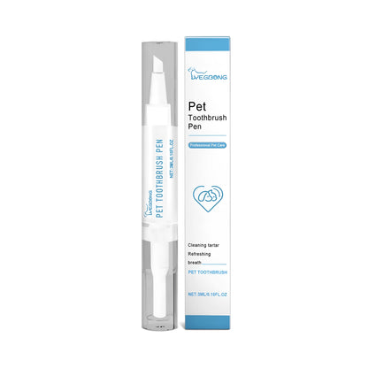 Pet teeth cleaning brush with silicone applicator head and 3ml dental gel capacity