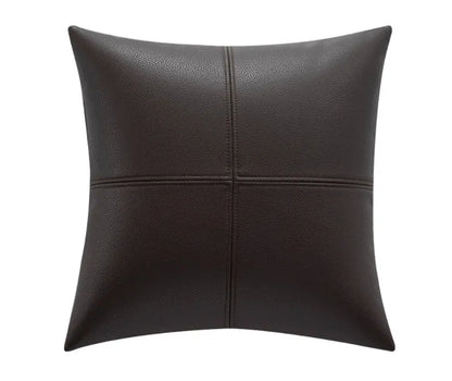 Simple solid colour soft cowhide leather pillow cover in Nordic style with PP cotton filler