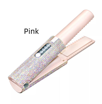 2-In-1 Electric USB Hair Straightening Brush with ceramic coating for healthy styling