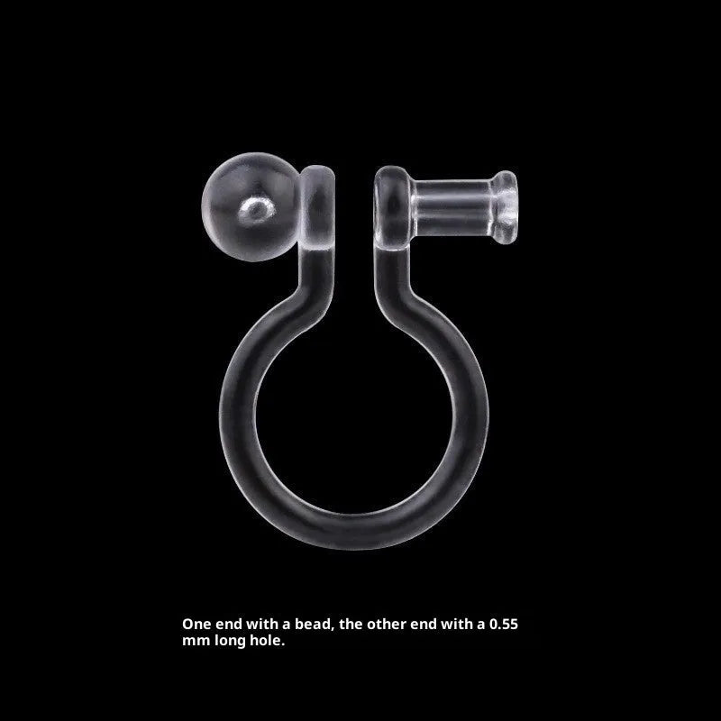 Transparent U-shaped plastic resin ear clip converter for stud earrings, unisex, single piece