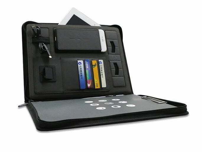 Premium Business Organizer with Wireless Charging Power Bank, File Holder, and Notepad