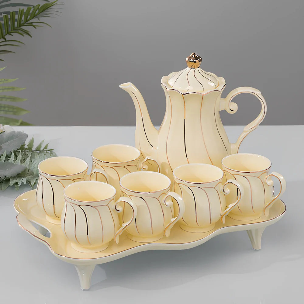 Nordic style ceramic tea set with glacier pattern, 500ml capacity, measuring 15cm height