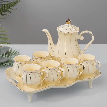 Nordic style ceramic tea set with glacier pattern, 500ml capacity, measuring 15cm height