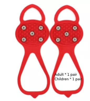 Unisex 5-toothed ice grippers for shoes, featuring durable rubber and steel teeth for superior traction on ice and snow.