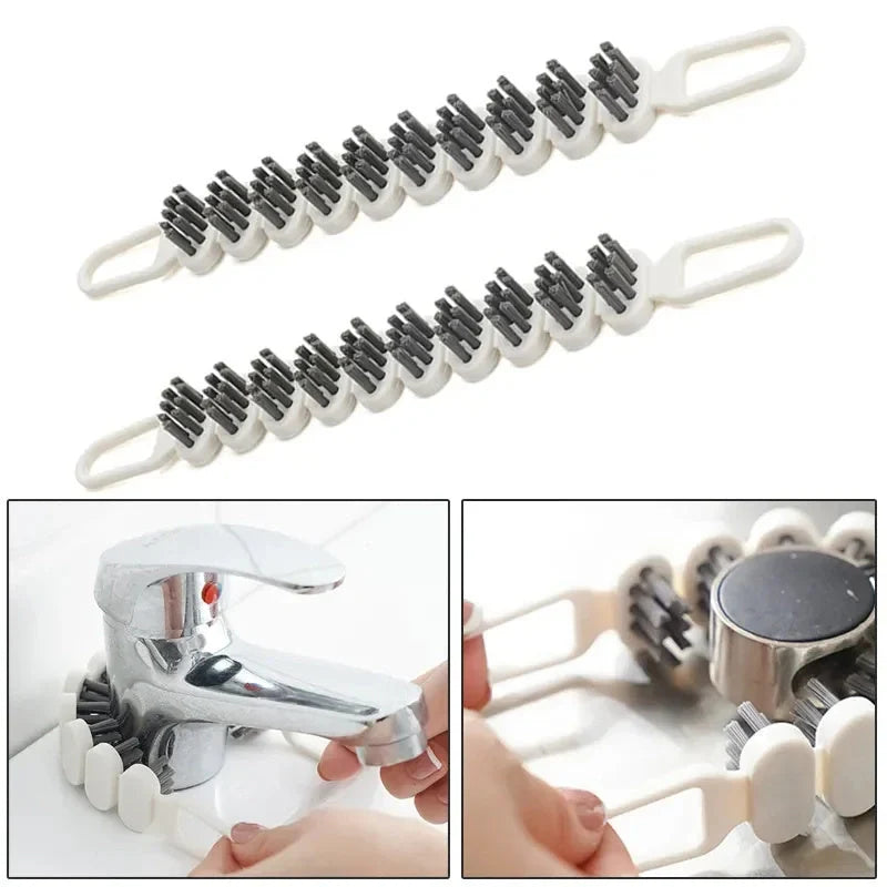 Bendable faucet cleaning brush with white PP bristles for kitchen and bathroom