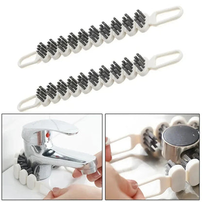 Bendable faucet cleaning brush with white PP bristles for kitchen and bathroom