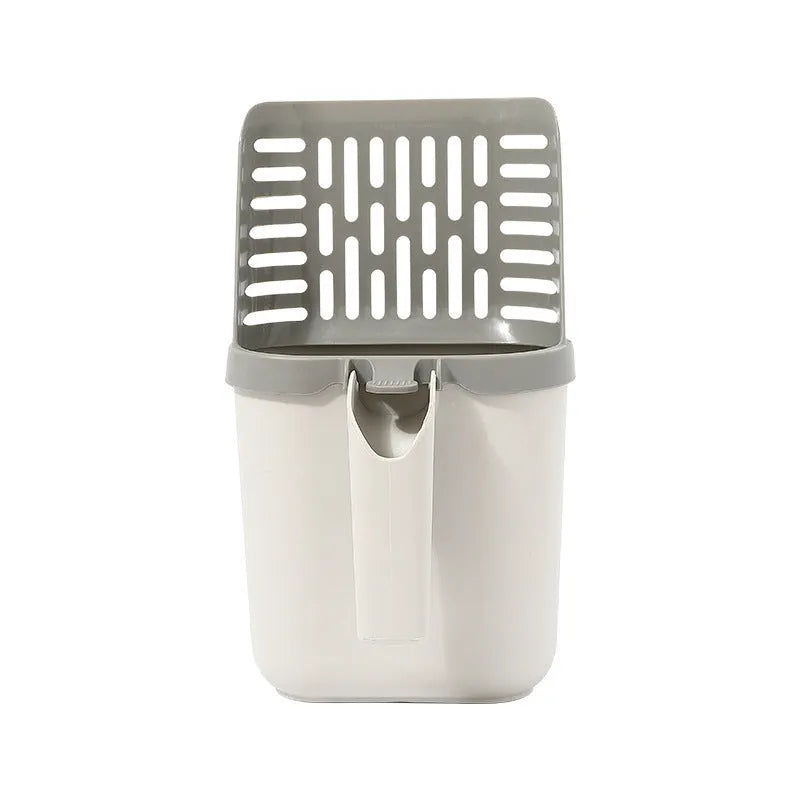 Integrated PP plastic cat litter scoop with built-in waste storage box, small size shovel for cat litter cleaning
