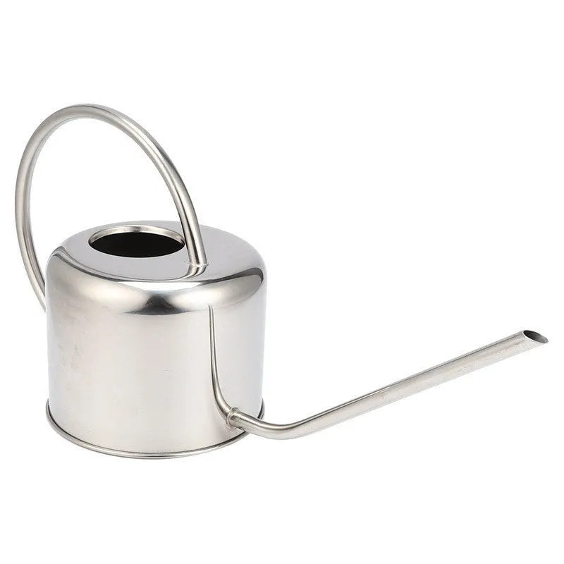 Stainless steel 2 litre watering can with long spout for garden use in black, gold, and stainless steel finishes