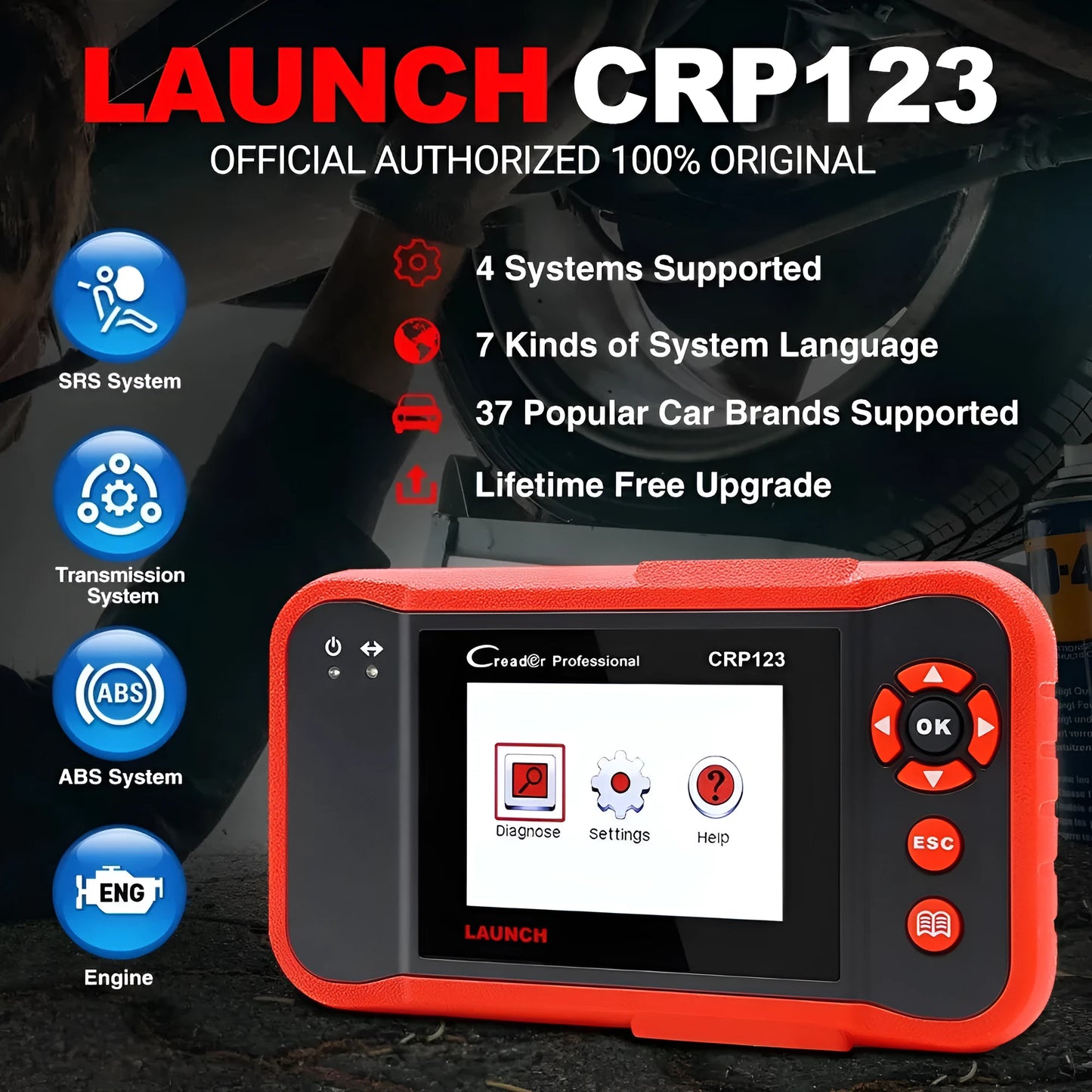 CRP123 automotive fault detector diagnostic equipment with main machine, cables, card reader and user manual