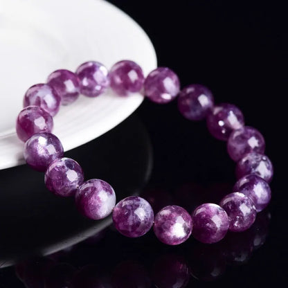 Purple Grandmother Crystal Bracelet with geometry-shaped polished beads in 5A grade purple colour, showing single circle design