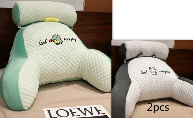 Adjustable ergonomic reading pillow with breathable fabric and detachable cover for comfortable support and easy cleaning