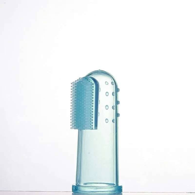 Transparent liquid silicone finger stall baby toothbrush for infant oral cleaning, 1pc