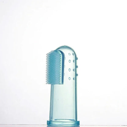 Transparent liquid silicone finger stall baby toothbrush for infant oral cleaning, 1pc