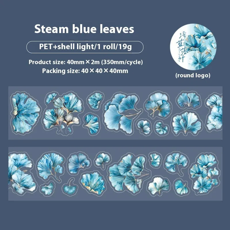 Deciduous Poetry Series DIY decorative stickers roll with 40mm width, 2m length, and PET material in nature colours