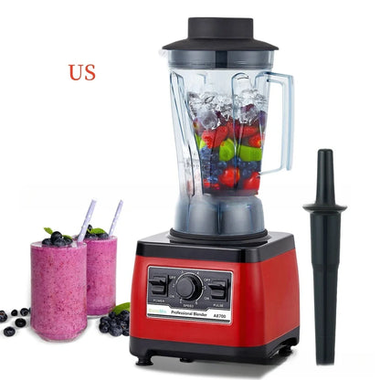 Red commercial blender with 2200W motor and 2L capacity for professional kitchen use