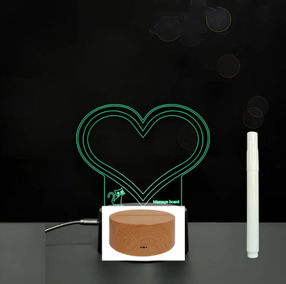 3D acrylic LED message board with touch controls showing illuminated writing on 3.5mm thick surface