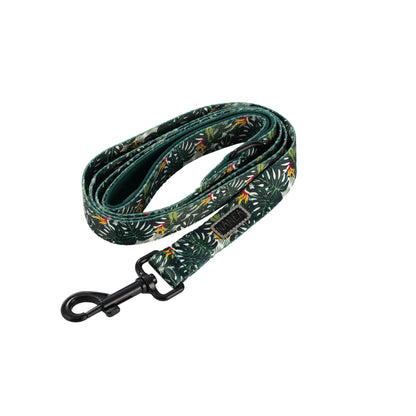 Six-piece adjustable cloth pet harness set with 1.5m haulage rope, collar, pick-up bag, bow tie, and triangular scarf
