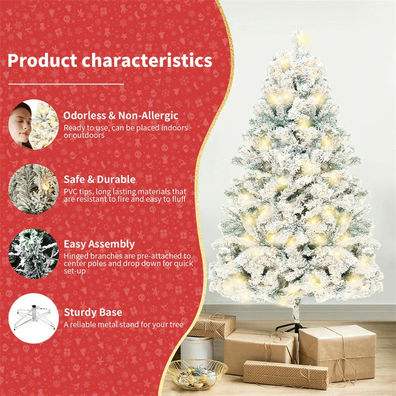 Premium PVC Artificial Christmas Tree with Snowy Branches and Lush Green Foliage