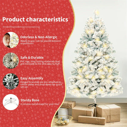 Premium PVC Artificial Christmas Tree with Snowy Branches and Lush Green Foliage