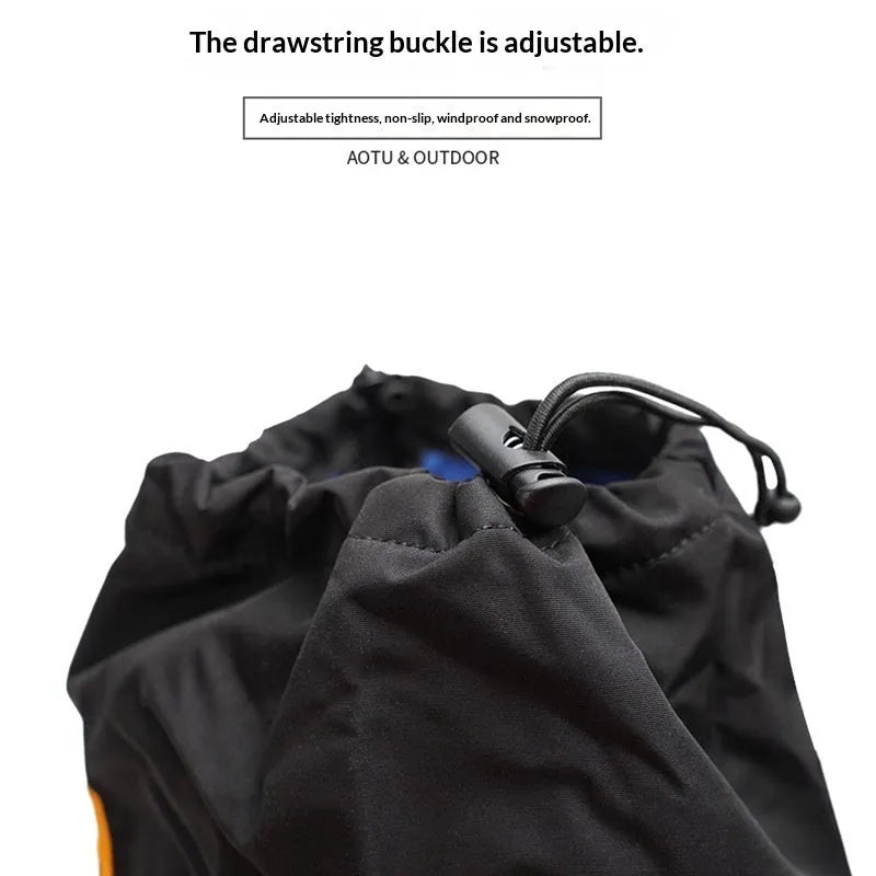 Black unisex gaiters in 210D Oxford fabric for skiing and hiking, one pair with or without LOGO