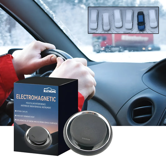 Black portable chemical car deicing instrument for melting snow and ice on windscreens.