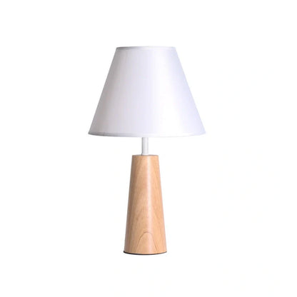 Solid wood bedside lamp with bamboo holder, 40cm height, 8cm base, wood colour finish
