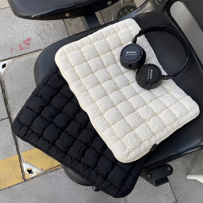 Black and white large capacity nylon laptop bag for 11, 14, and 15.6 inch computers.