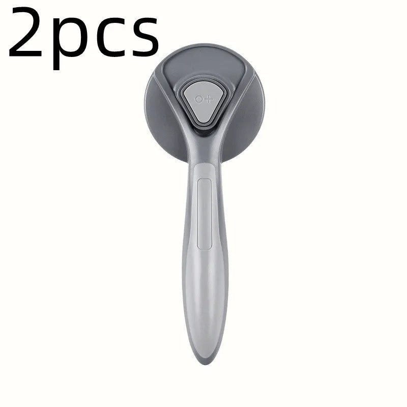 One button dog hair removal comb with stainless steel pins, 19.3cm long, in mint green or gentleman grey