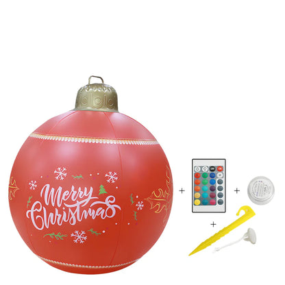 Green 60cm inflatable Christmas ball with LED lights and remote, 0.25mm PVC for outdoor use, diameter 60cm