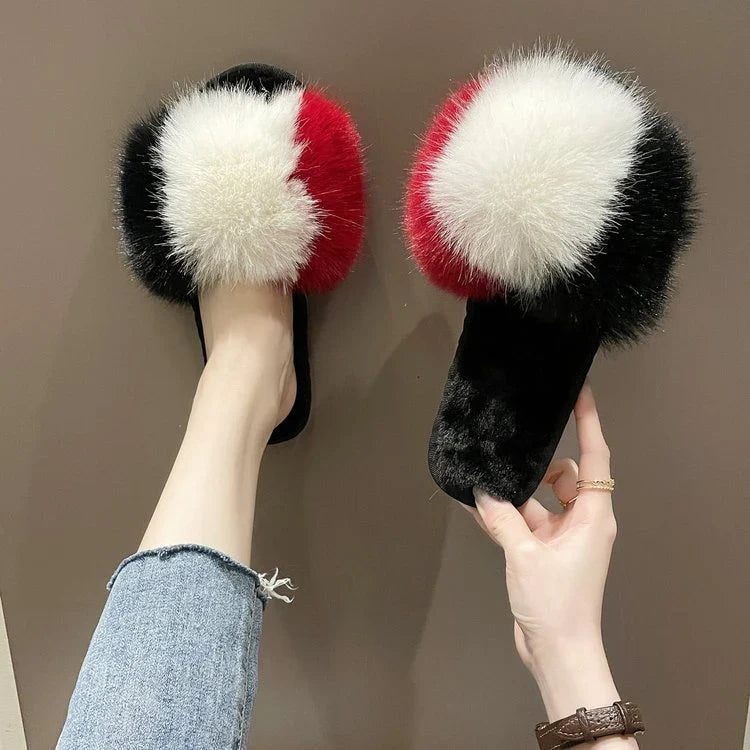Cozy and stylish women's plush house slippers in a variety of vibrant colors with trendy tassel accents