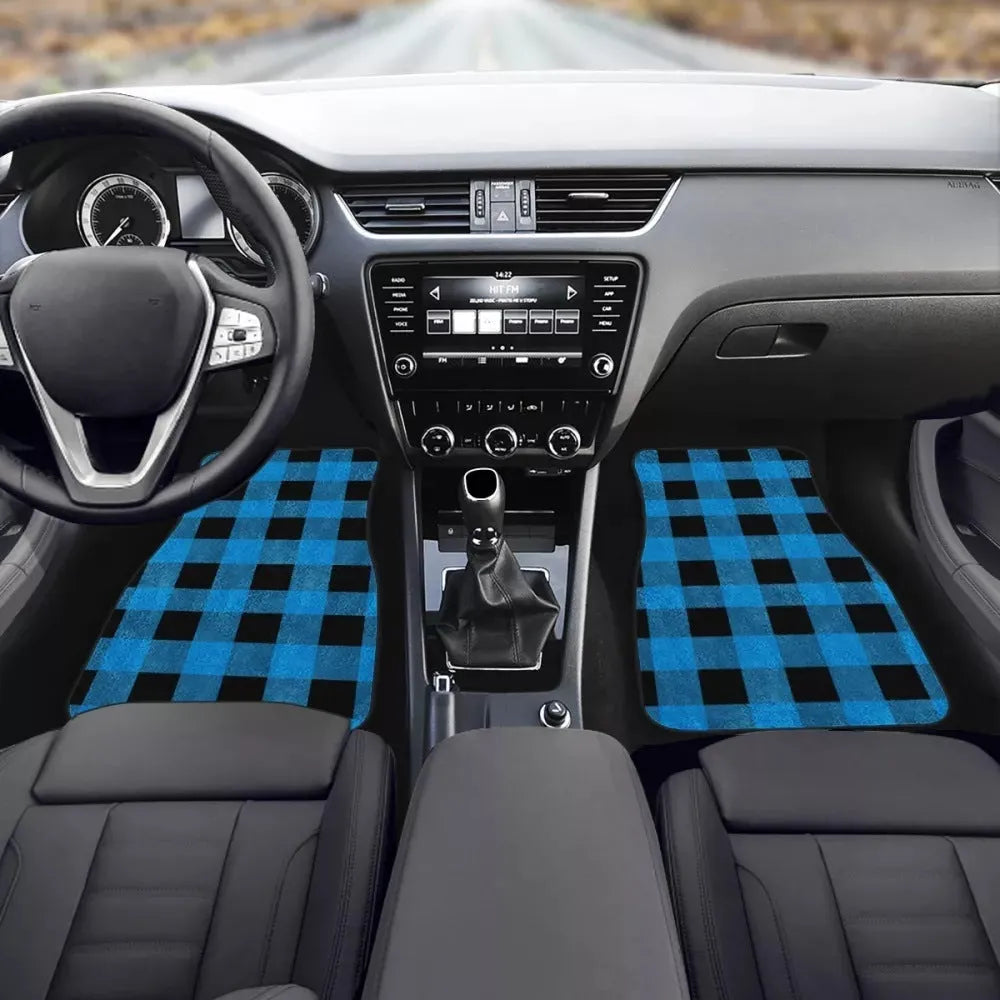Printed rubber car foot mat set with 20mm thickness and waterproof lining in black
