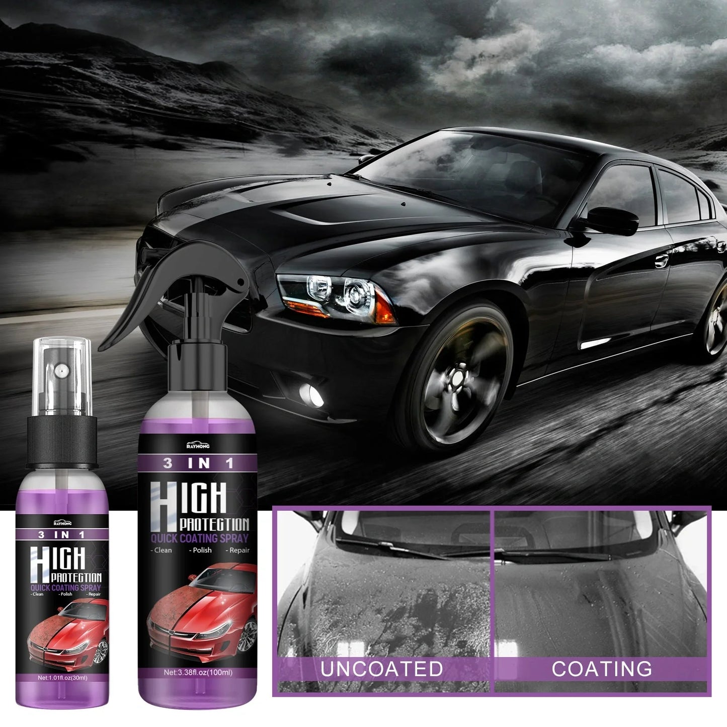 3 In 1 High Protection Fast Car Paint Spray Automatic with durable PE material for long-lasting paint protection