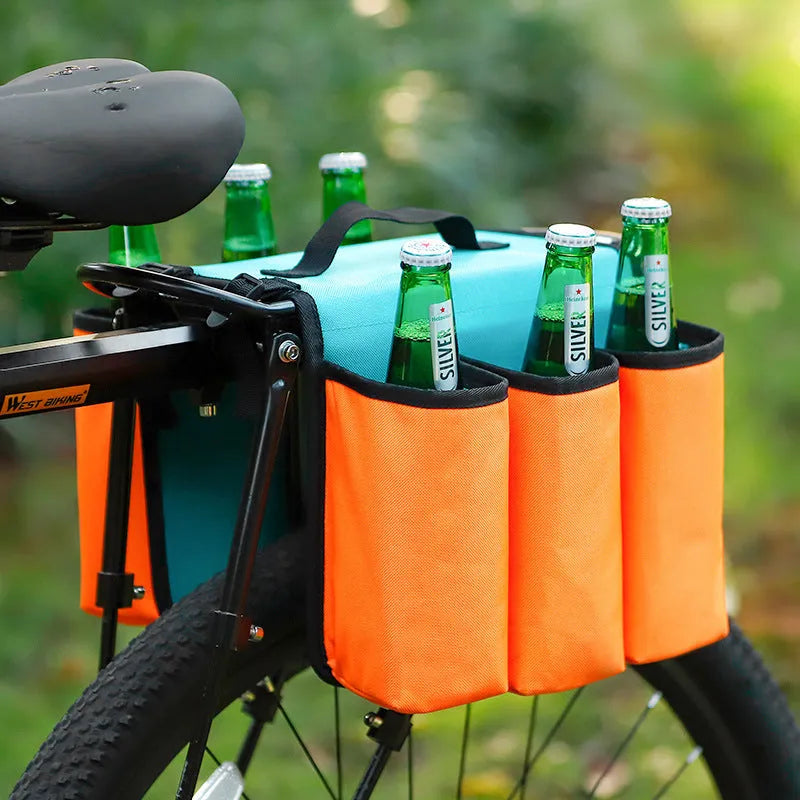Black and orange bicycle double-sided beverage shelf bag with 2-litre capacity and 600D PVC anti-scratch material