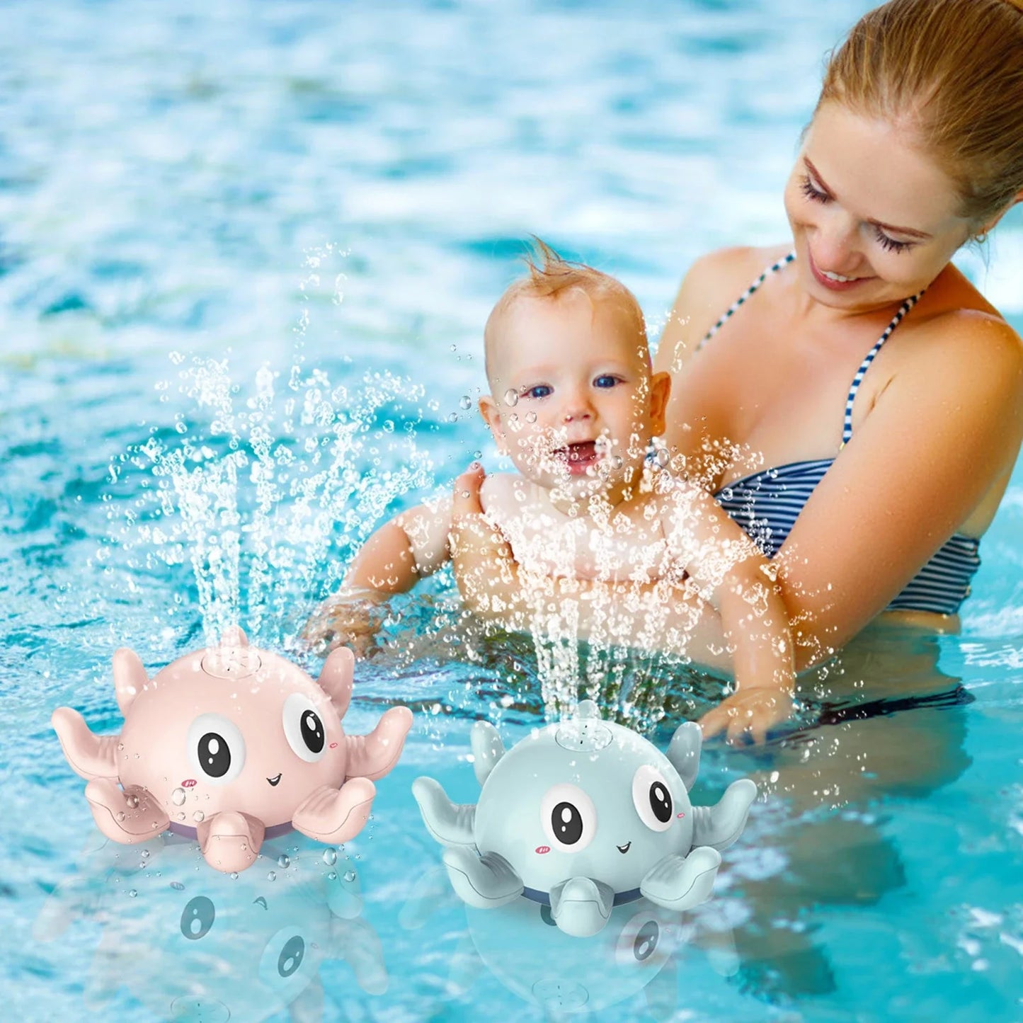 Automatic water spray bath toys with colorful LED lights for fun and engaging bath time experience
