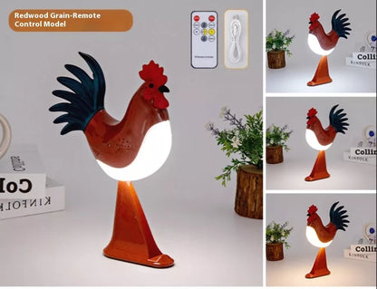 LED Rooster Night Light with touch control and sound, rechargeable, in various colors