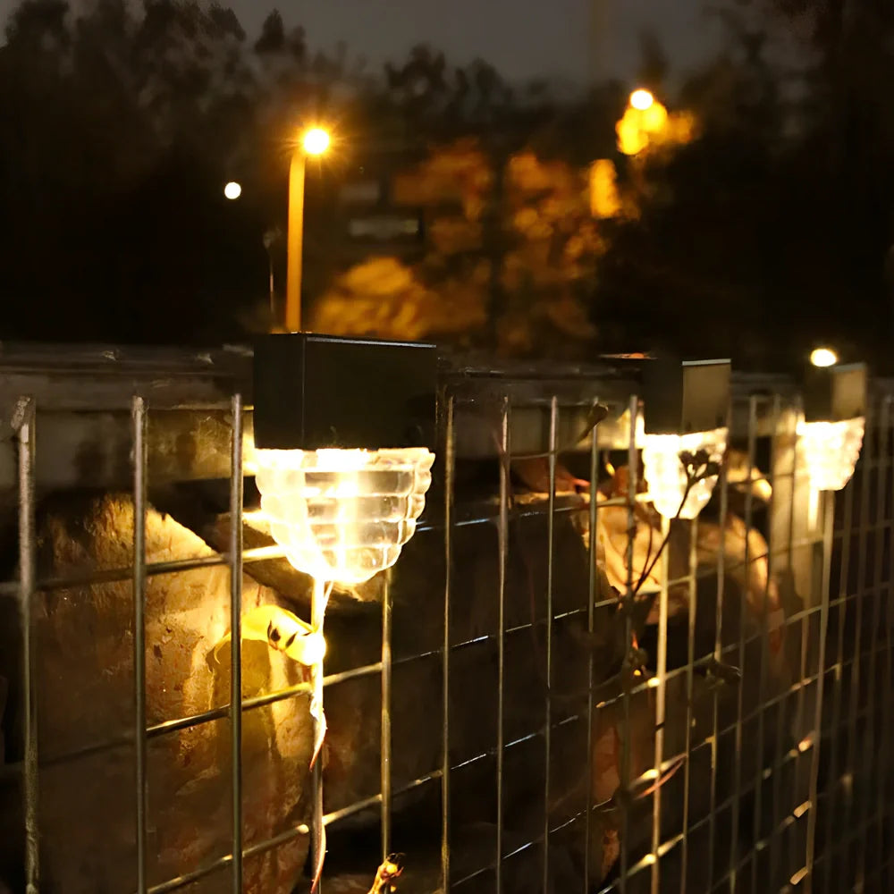 Semicircular outdoor solar LED stair light, waterproof IP55, 80x70mm size for paths and fences