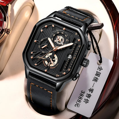 Men's sports watch with 8mm case in multiple colour options including black shell gold nail