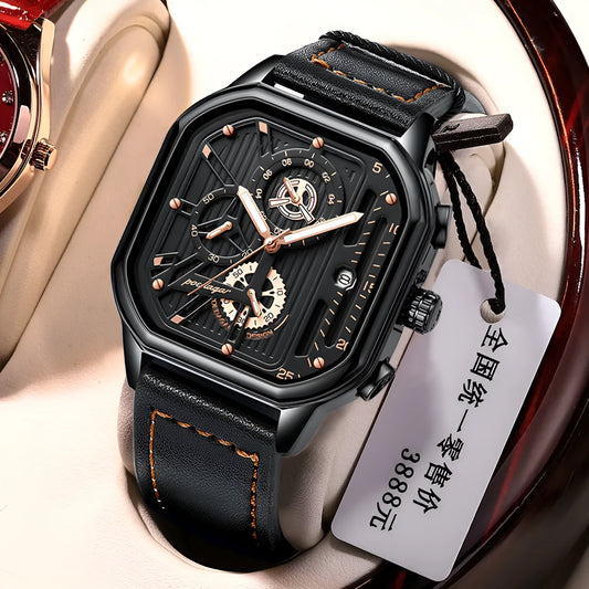Men's sports watch with 8mm case in multiple colour options including black shell gold nail