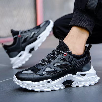 Four Seasons Sports Daddy Shoes in white, grey, and black with breathable mesh design