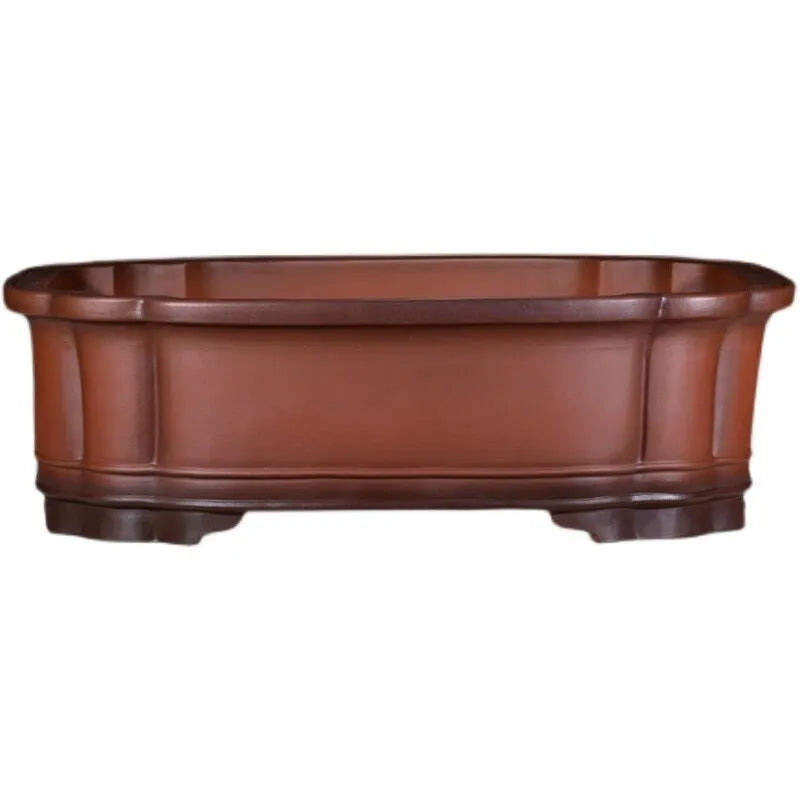 Chinese-style antique finish purple clay flowerpot measuring 71cm long by 54cm wide by 23cm high