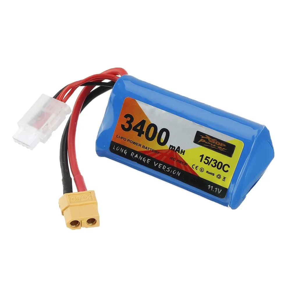 3400mAh 11.1V lithium ion battery with XT60 or T head connector, 205g, 36x36x70mm, for FPV racing drone