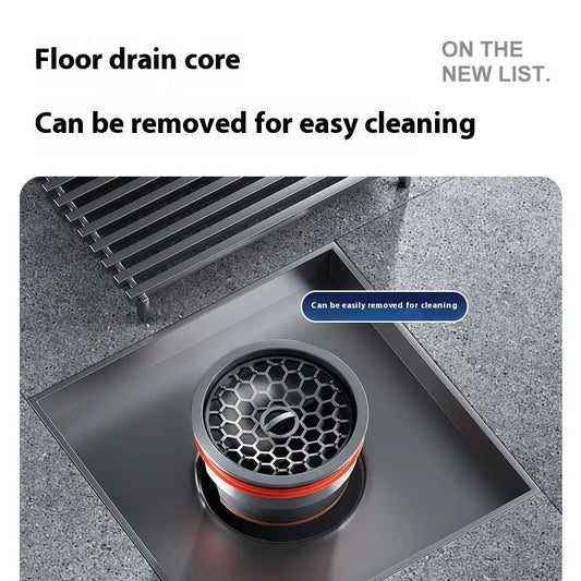 304 stainless steel courtyard deodorant floor drain with 15x15cm gun grey ABS plastic core